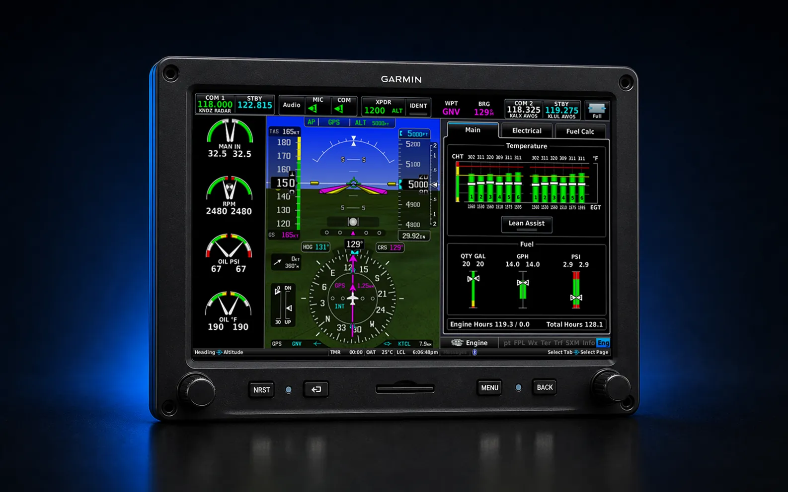 Garmin G3X-style display with engine information